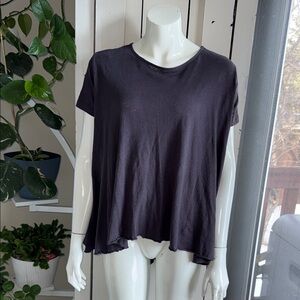 Cest Moi Women's Black Casual Top one size washed navy linen blend boho flowing